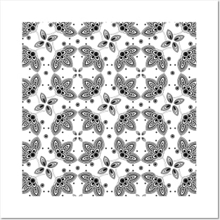 Black White Paisley Tile Posters and Art